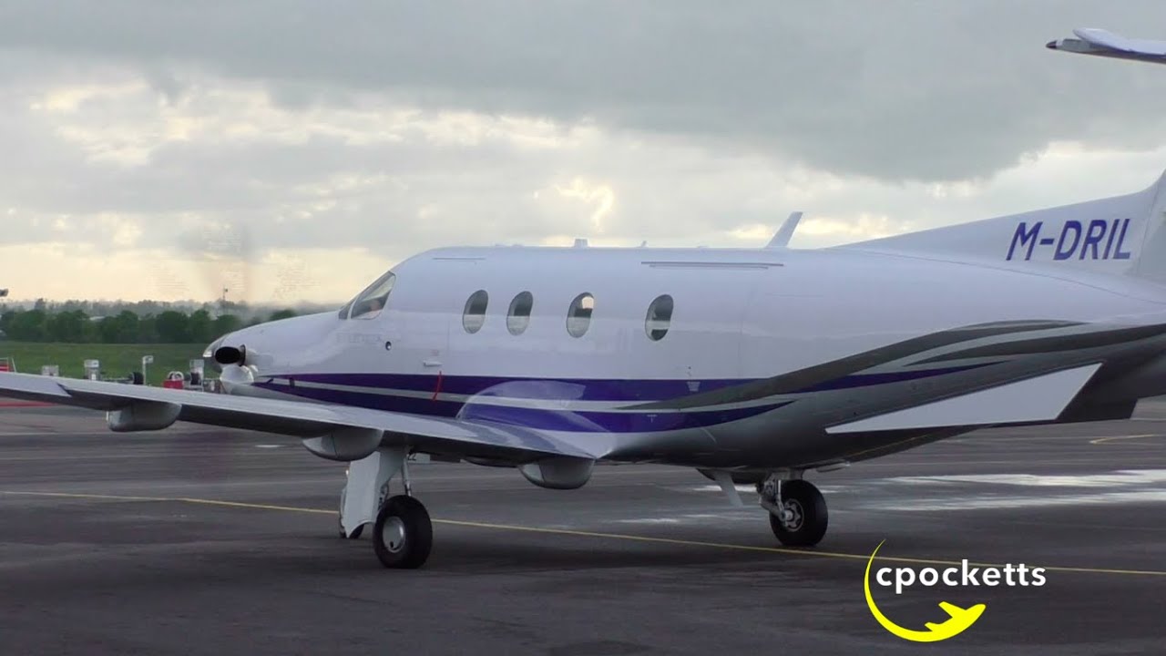 Pilatus PC-12 M-DRIL - Close ups/ Shut down - Raininy Take off - Gloucestershire Airport