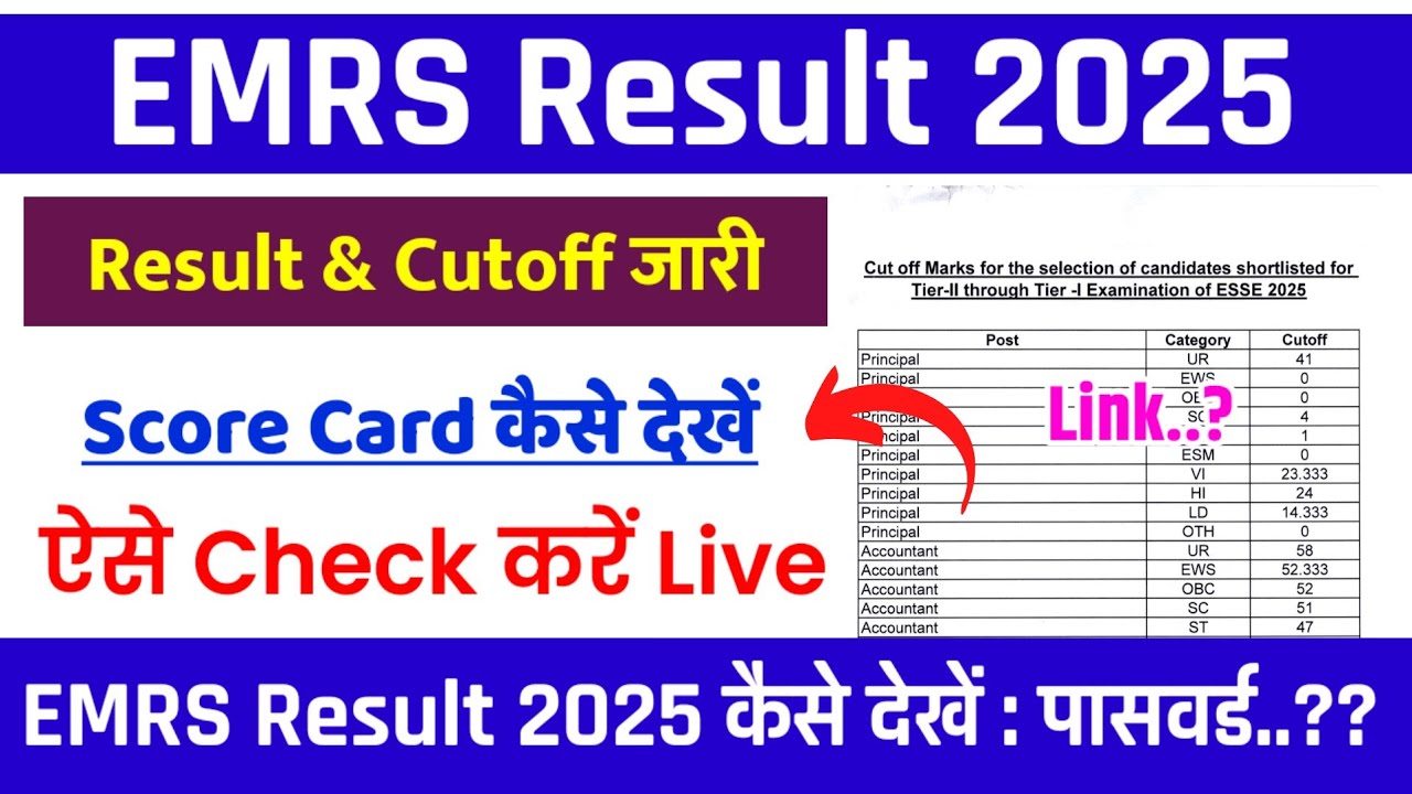 EMRS Result 2025 Kaise Dekhe | How To Check EMRS Result 2025 Various Post | EMRS Result Cut Off 2025