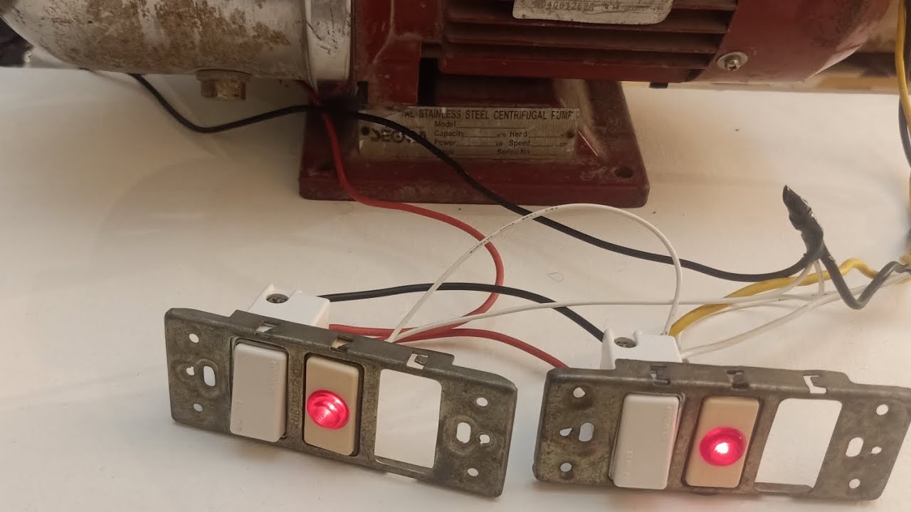 طريقة تركيب و توصيل ماتور مياه علي مفتاحين ديفاتير مع لمبة بيان#تشغيل ماتور المياه