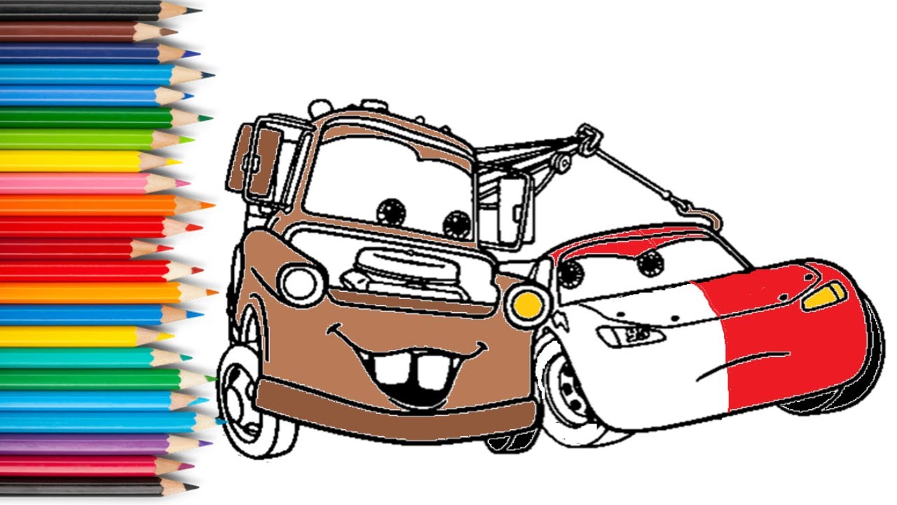 Cars /Dibuja y Colorea a Rayo Mcqueen y Mate/Dibujos Para Niños