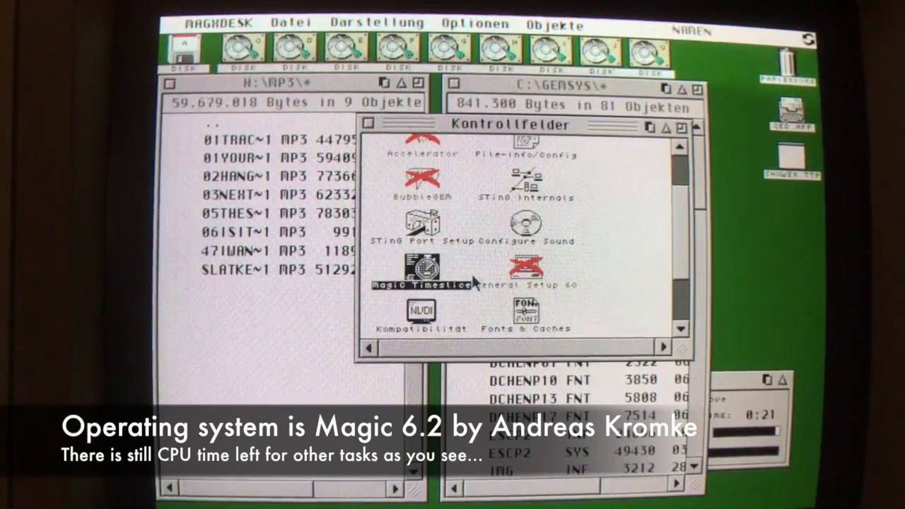 Atari Falcon 030 play MP3 in multitasking at 16MHz