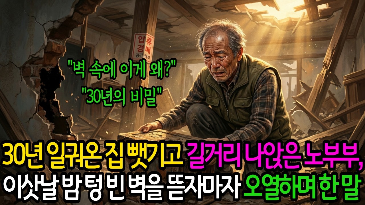 30년 일궈온 집 뺏기고 길거리 나앉은 노부부, 이삿날 밤 텅 빈 벽을 뜯자마자 노신사가 오열하며 한 말 #시니어사연 #오디오북 #힐링영상 #인생이야기 #감동실화 #가족