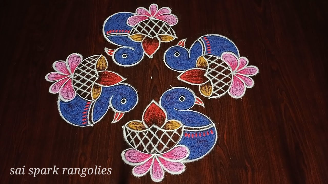 Aadi kiruthigai deepam rangoli (7*3*3) | peacock rangoli | festival kolangal @saisparkrangolies