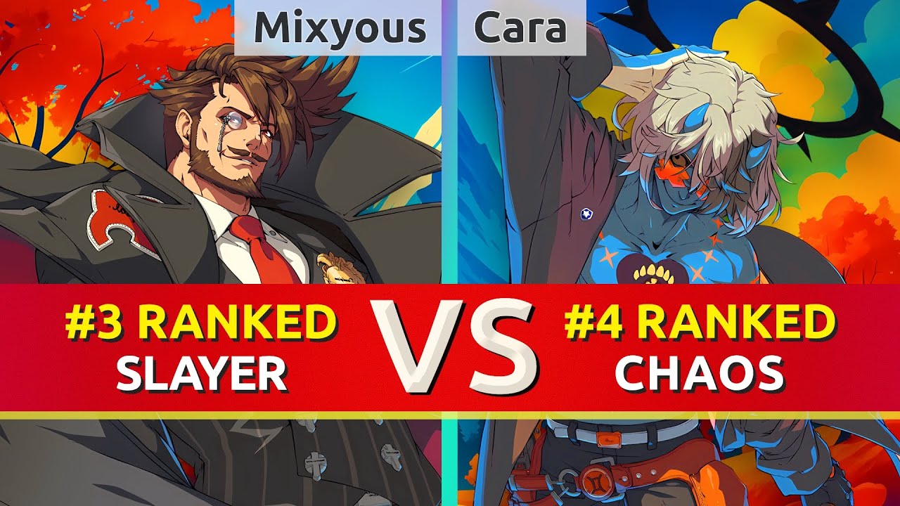 GGST ▰ Mixyous (#3 Ranked Slayer) vs Cara (#4 Ranked Happy Chaos). High Level Gameplay
