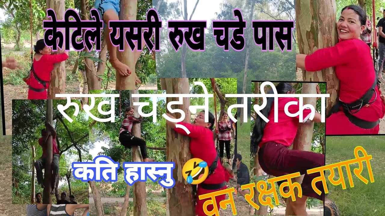 केटीले कसरी रुख चड्ने!! अब यसरी चडे पक्का पास  #वनरक्षक #गेम_स्काउट how to climb tree girls easy /kt