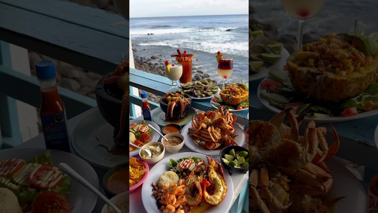 Unos mariscos frente al mar en Rosarito 🌊🔥🐙 #viralvideo #comida