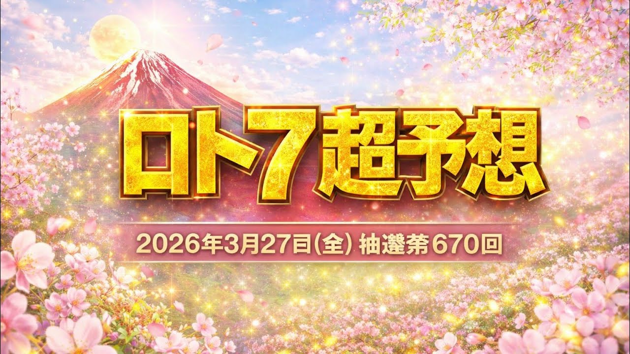 【ロト7予想】【ロト7最新】2026年3月27日(金)抽選第670回ロト7超予想★ｷｬﾘｰｵｰﾊﾞｰ15億5885万6305円！今月最後のロト7の抽選でひと花咲かそう！1等当選