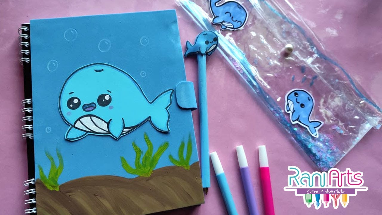Haz útiles de BALLENA super kawaii - DIY - kawaii whale school supplies