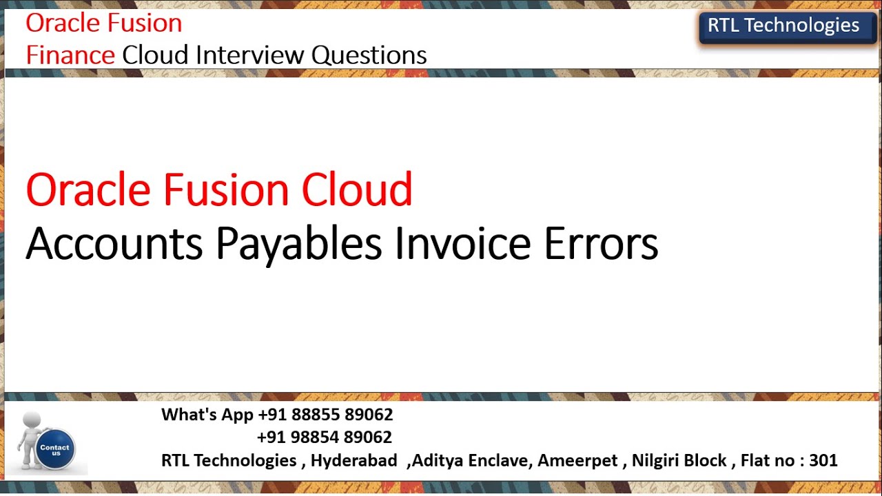 Oracle Fusion Cloud Financials | Accounts Payables Invoice | Errors  |Real Time Training | Placement