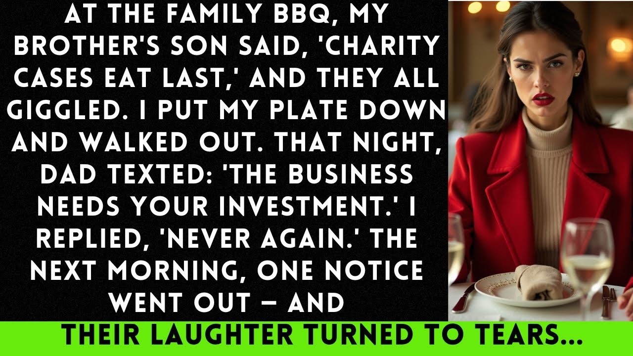 At The Family BBQ, My Brother's Son Said, 'Charity Cases Eat Last,' And They All Giggled