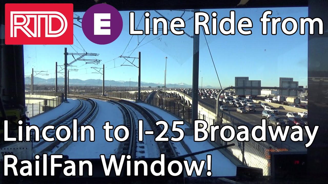 Denver RTD E Line Ride from Lincoln to I-25 Broadway Station - RailFan Window!