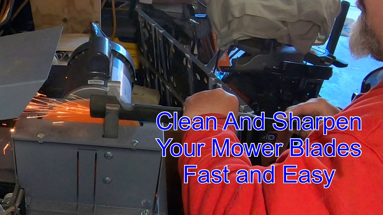 How to Clean and Sharpen Mower Blades Fast and Easy (RBG 934).  Easy Life Hack!