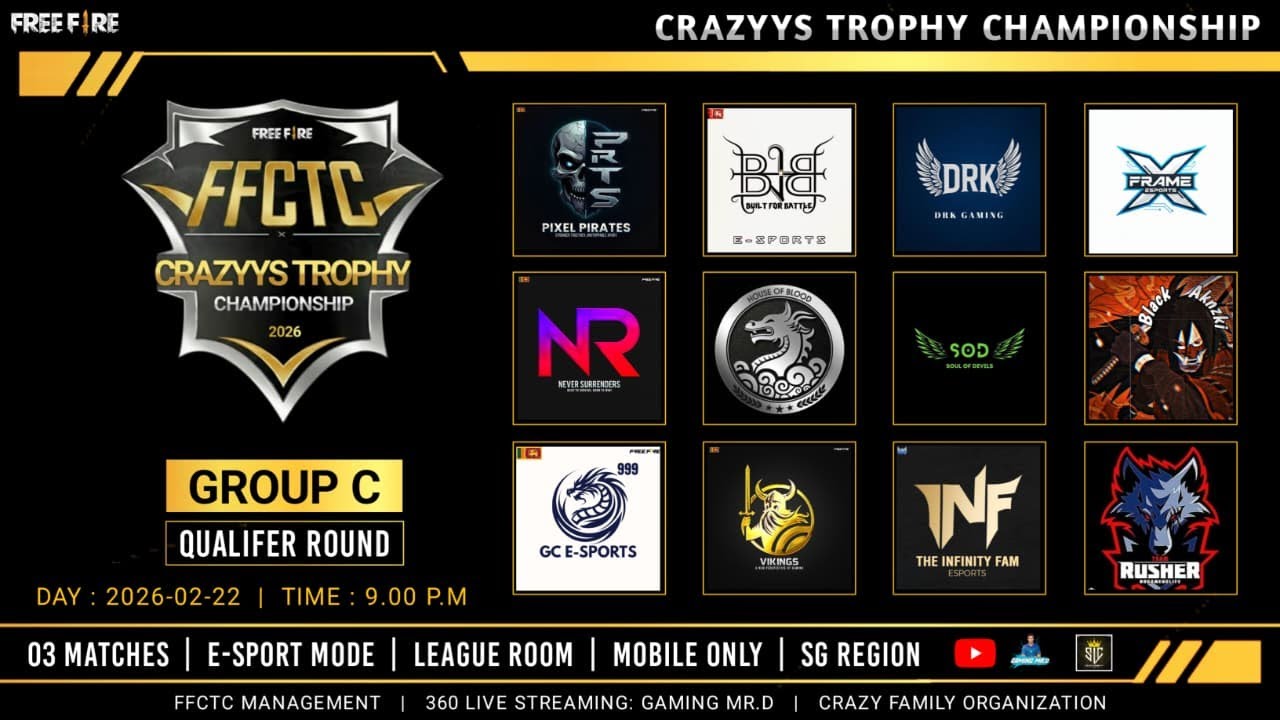 🔴[SIN] FFCTC QUALIFER ROUND | GROUP-C |GAMING MR.D