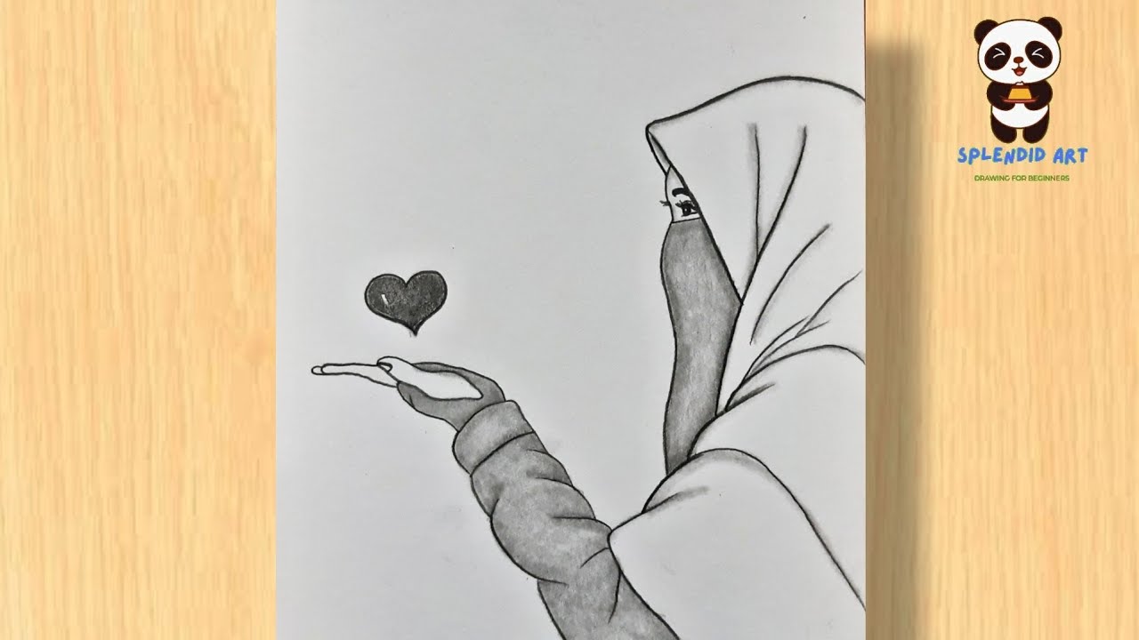 Drawing muslim girl simple/easy Pencildrawing/@Splendidart