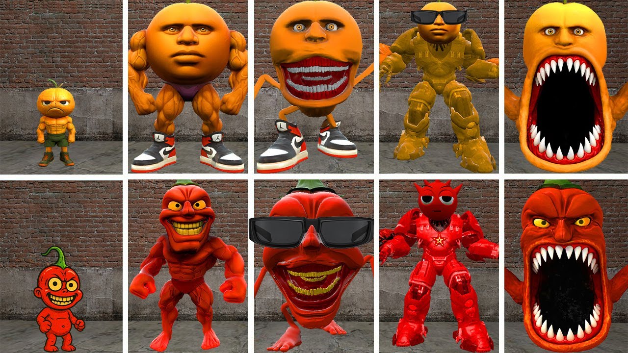 YES YES: ALL THE NEW EVOLUTION FORMS OF THE ODINDINDUN MONSTER VS THE PEPPER DINDUN MONSTER IN GMOD!