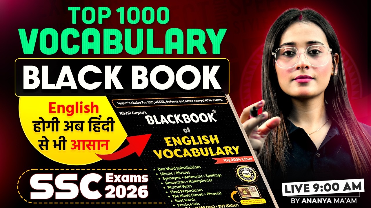 SSC Exams 2026 | Top 1000 Vocabulary Words for SSC | Black Book of English Vocabulary | Ananya Ma'am