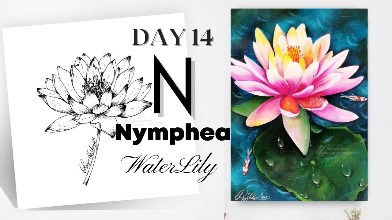 PAINT & DRAW Waterlily and KOI Fish on the pond  | Acrylic painting step by step