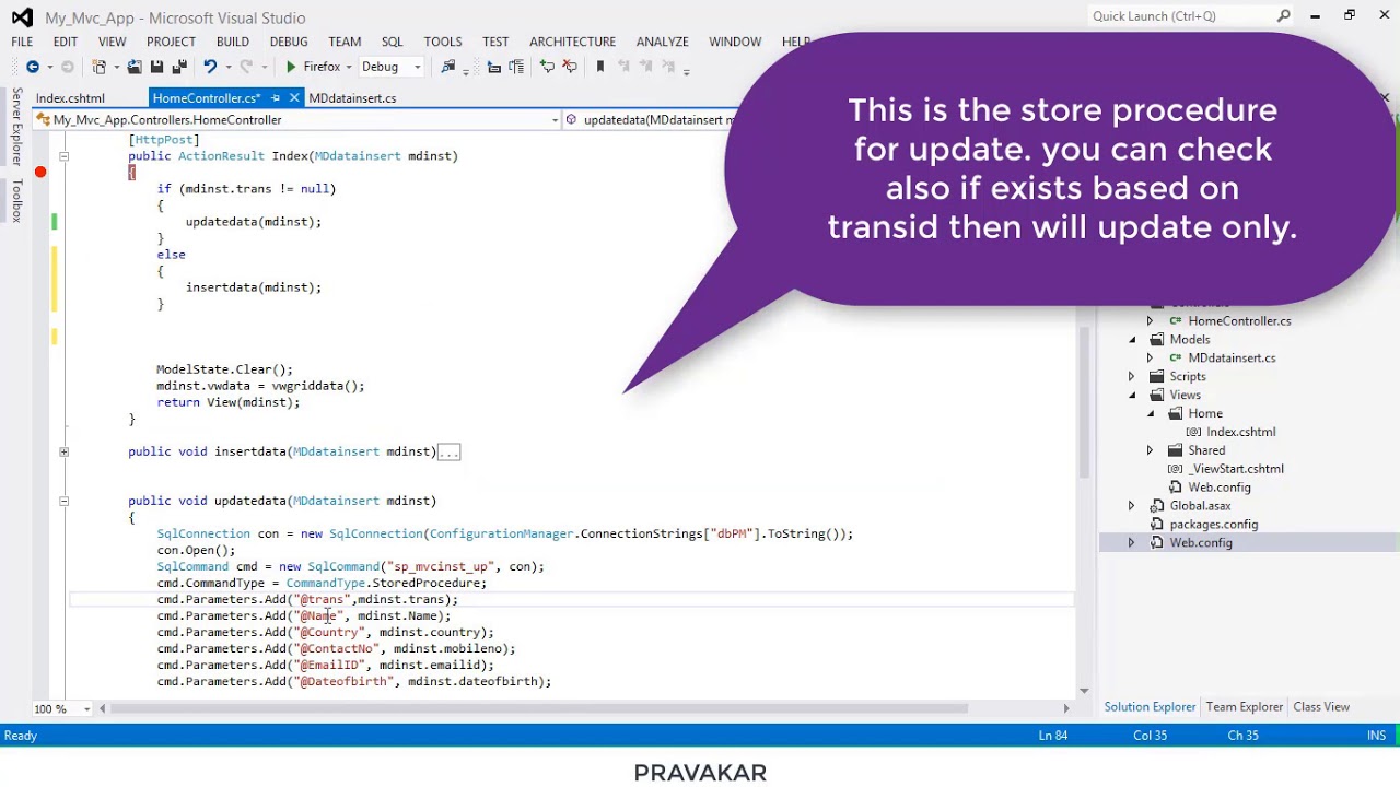 How to update data from gridview in asp.net mvc application. Part-2