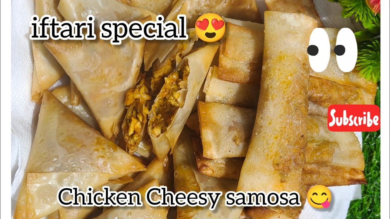 Chicken Cheesy samosa 😋#iftarrecipe 💫✨✨✨
