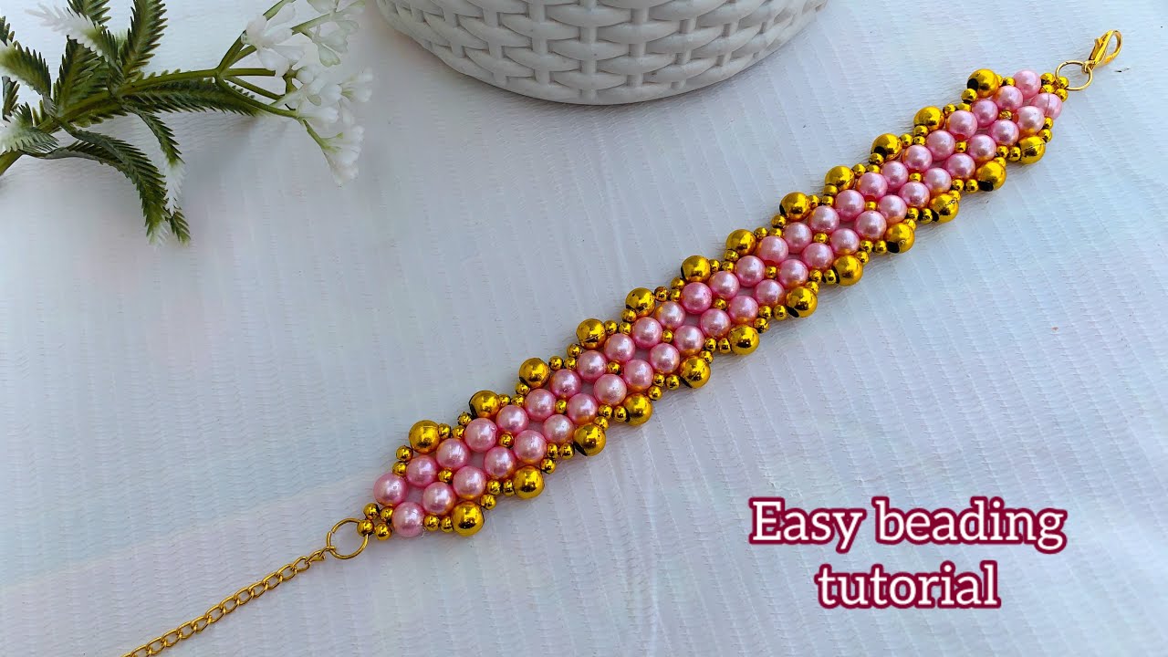 Diy pearl bracelet. Easy beading tutorial🥰. jewellery moments 
