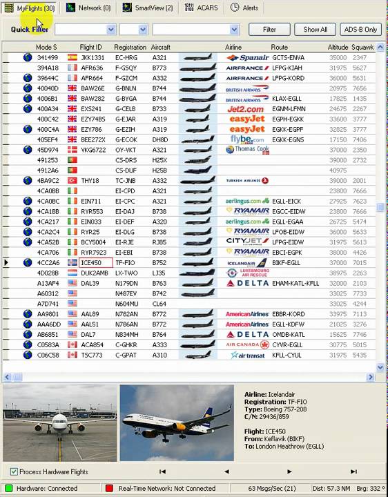AirNav RadarBox Local Flights v Network Flights