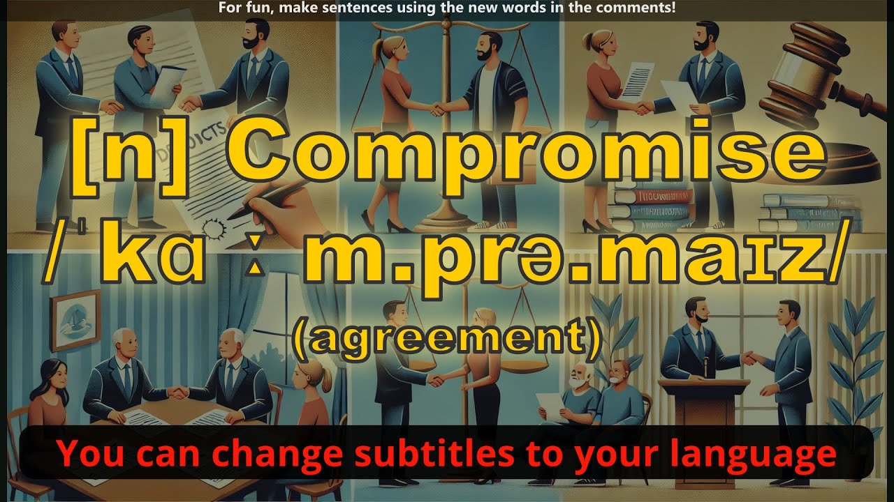 [n] Compromise meaning (agreement) with 5 examples