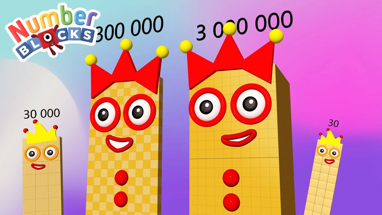 Numberblocks Comparison 3 30 300 3000 30000 to 3 Million Numberblocks Standing Tall