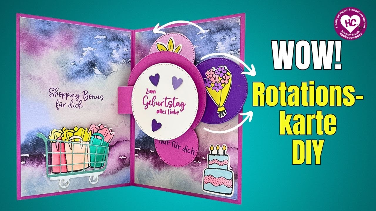 Interaktive, doppelte Rotationskarte zum Geburtstag basteln, mit Stampin' Up!® Produkten
