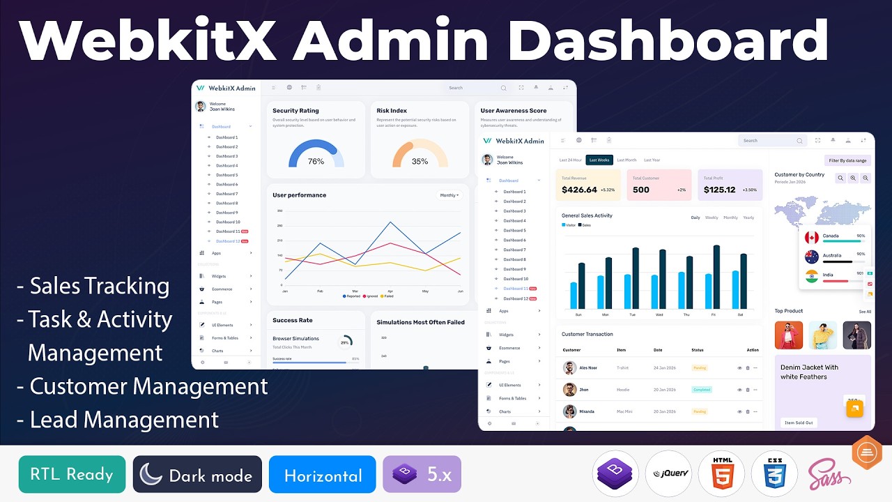 Bootstrap 5 CRM Admin Panel Dashboard with Clean Design, Charts, Reports & User-Friendly Interface