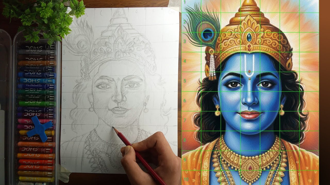 Shri Krishna ji Outline Drawing Tutorial Part 1 Easy Step-by-Step Sketch| Anmol Art Prism  