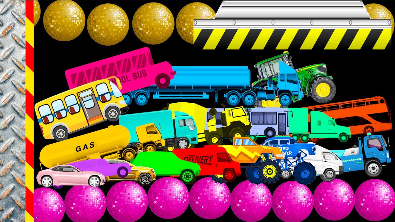 Car, Truck, Bus, Tractor, Monster Truck, Van, Mixer Truck Race - Colored Stickman Ragdoll Battle