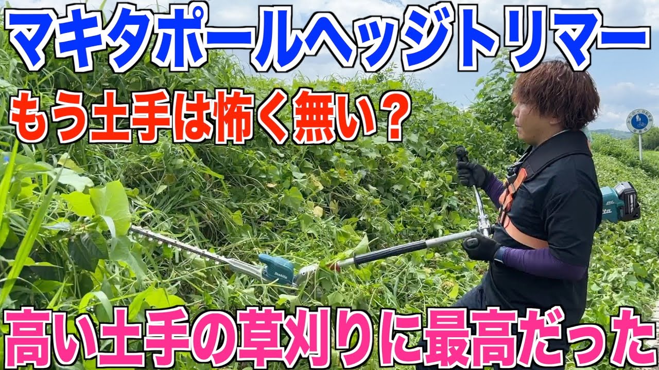 【マキタ】ポールヘッジトリマーで高い土手の草刈りしました 視聴者リクエスト30代米作り奮闘記#241