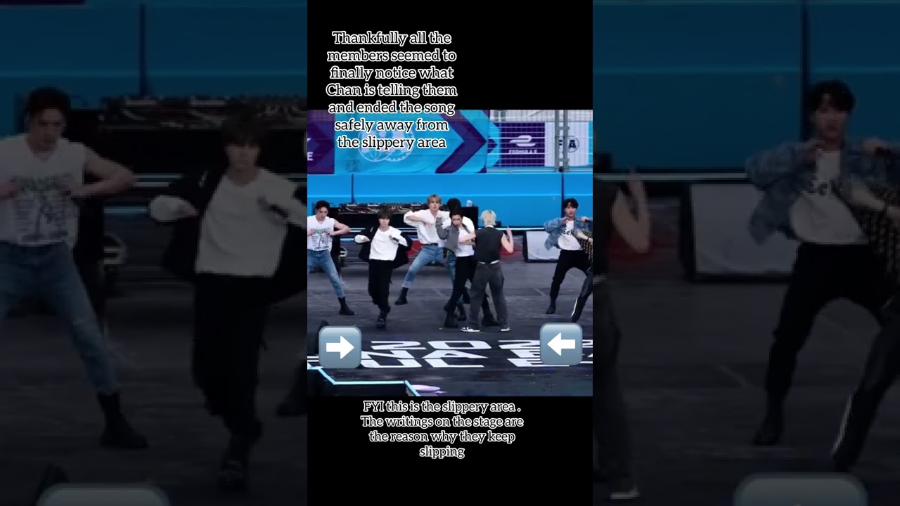 SKZ slipping on stage | worried Bangchan | stray kids HANA BANK SEOUL EPRIX 220814
