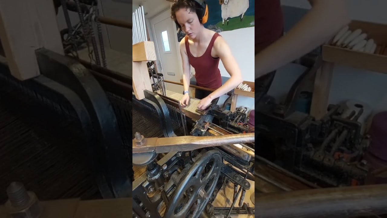 Weaving on our 85 year old Hattersley loom 