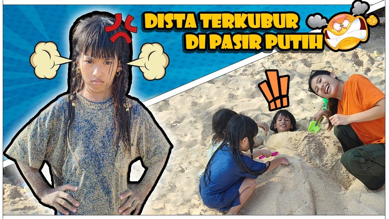 DISTA TERKUBUR DI PASIR PUTIH PANTAI🥲!! PERTAMA KALI KE PANTAI JOGJA #viralvideos