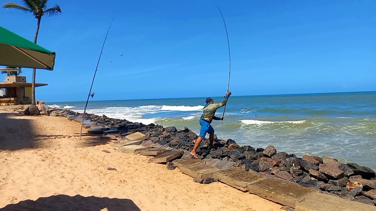 PESCARIA NAS PEDRAS DE BOA VIAGEM RECIFE-PE. Pesca de praia!