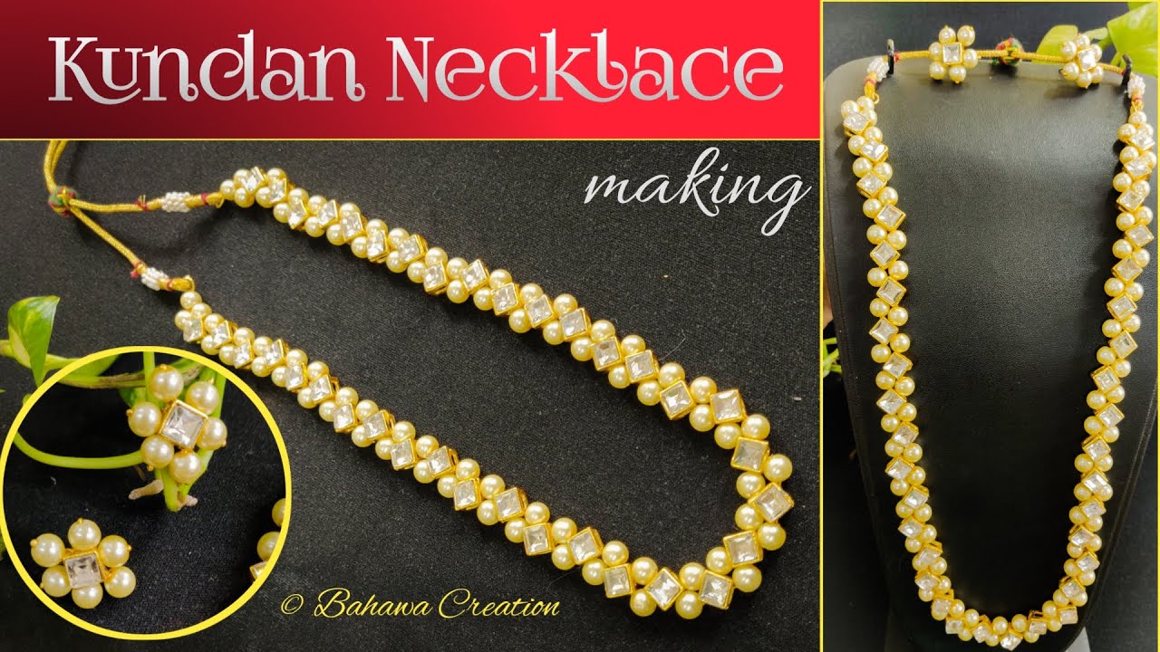How to make party wear Kundan Necklace | Tutorial of making Kundan set at home | Hindi