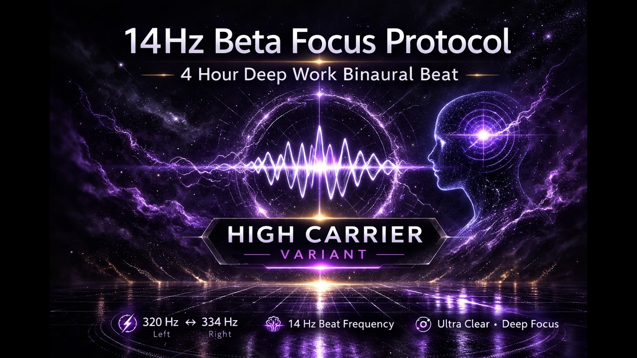 14Hz Beta Focus Protocol – High Carrier | 4 Hour Deep Work Binaural Beat