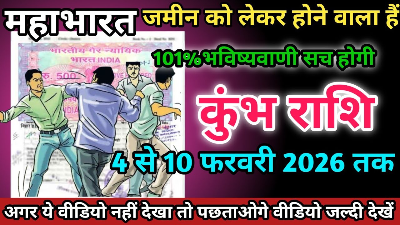 कुंभ राशि वालों 4 से 10 फ़रवरी 2026 को महाभारत जमीन को लेकर होने वाला हैं सावधान।Kumbh Rashi 