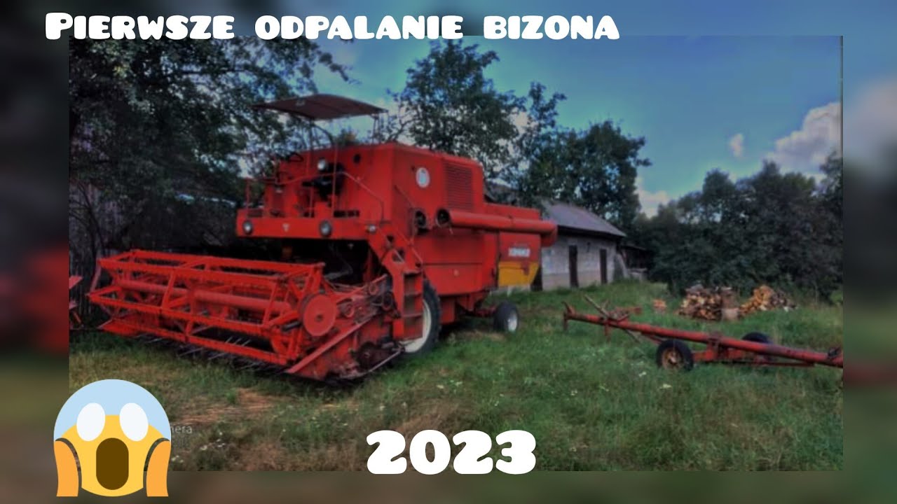 pierwsze odpalenie bizona po zimie 2023  i odpinanie hederu na wózek