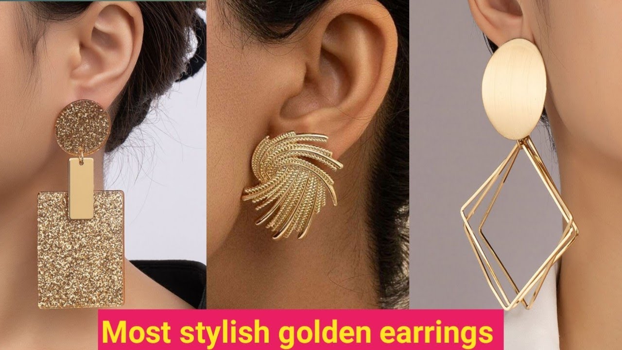 Most stylishGolden color earrings ||trendy gold earrings 2025 || branded earrings ||diamond earrings