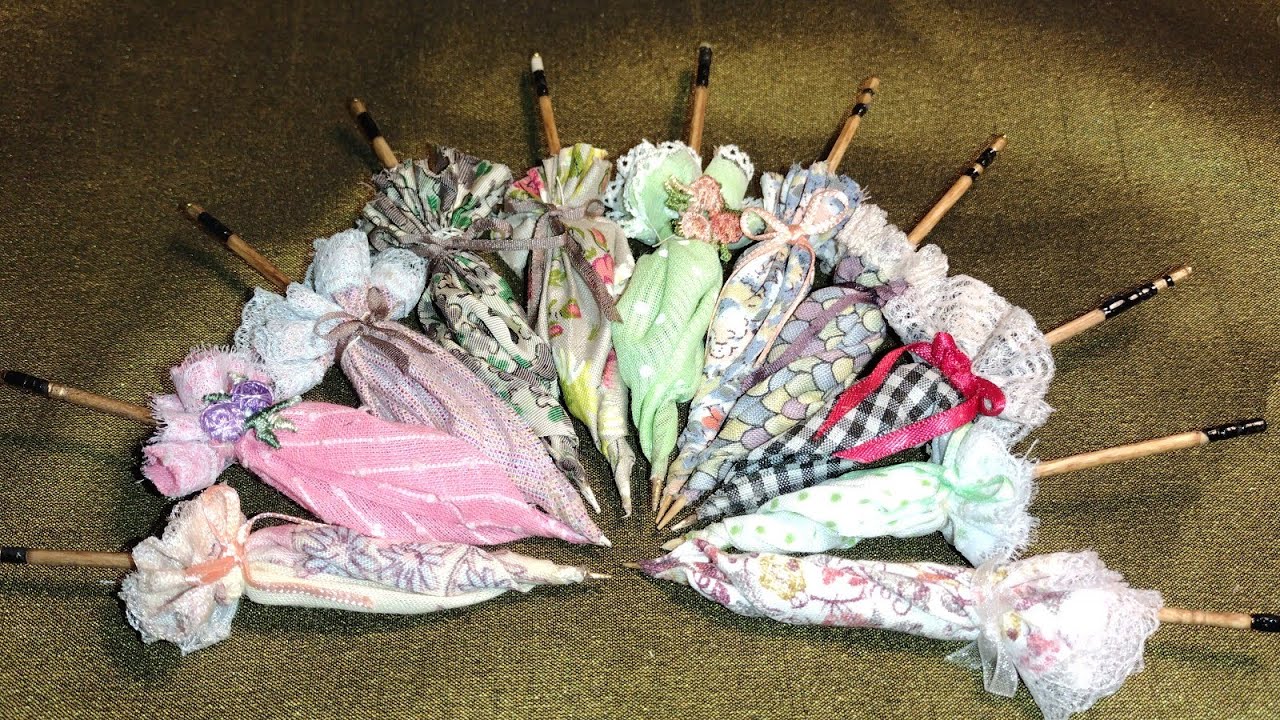 MINI UMBRELLAS & PARASOLS from Toothpicks and Fabric Scraps-Little Gretchen's Workshop