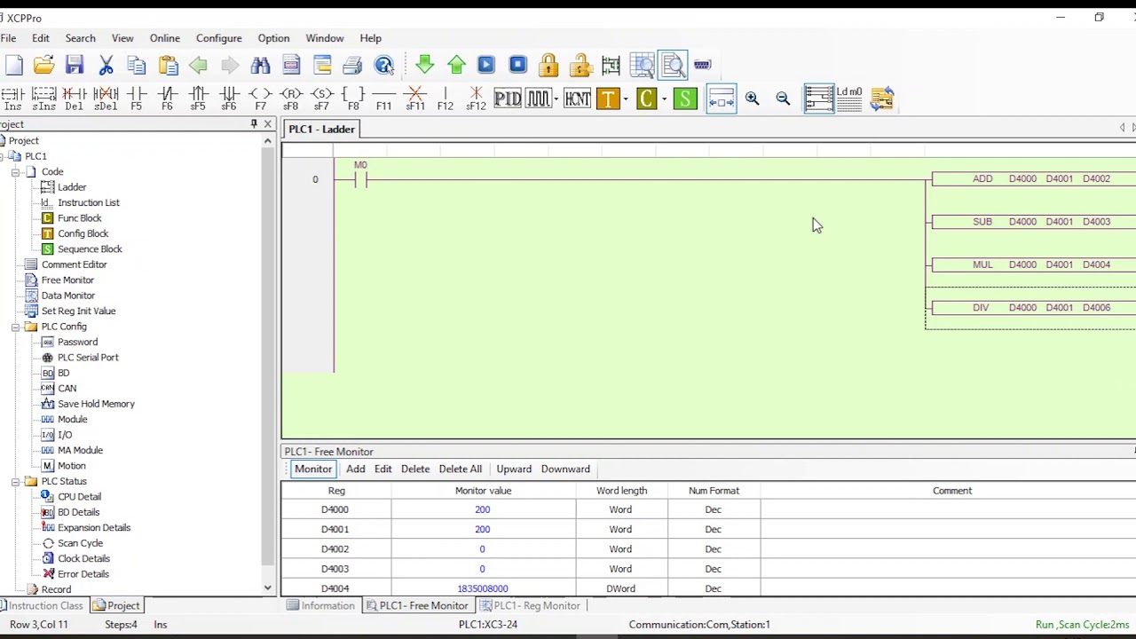 Operaciones Aritméticas en un PLC Xinje | Tutorial