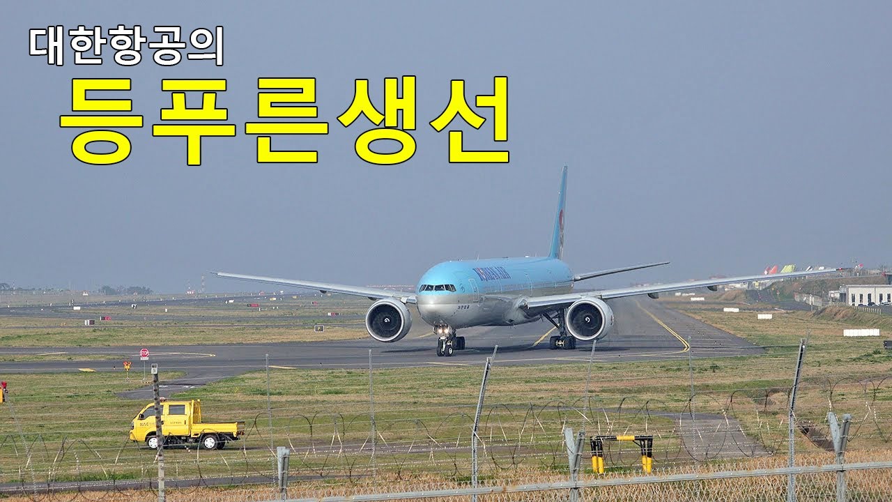 이륙하는 등푸른생선 대한항공 B777-300(ER)