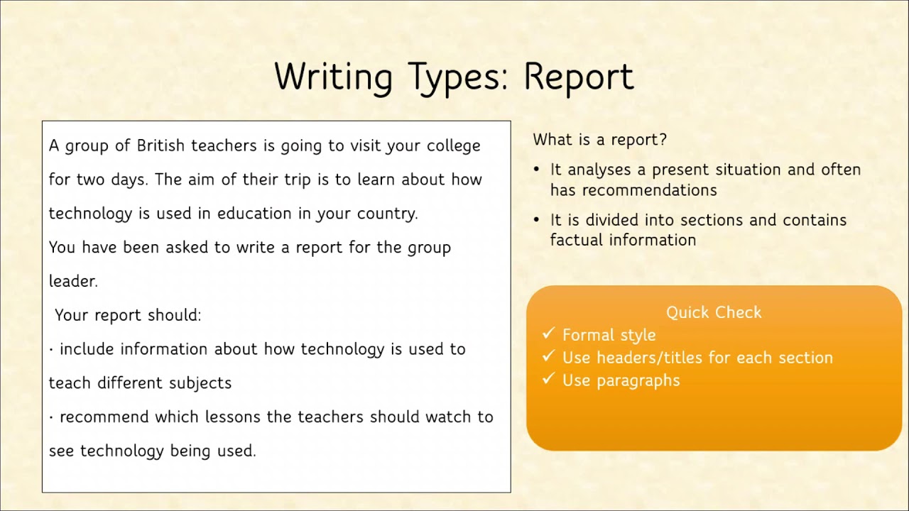 Cambridge B2 First  - How to write a great report