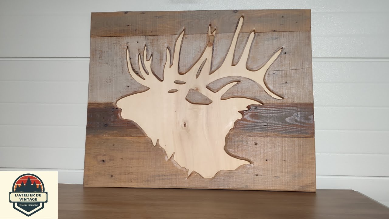 Je fabrique un tableau en bois. Tête de cerf