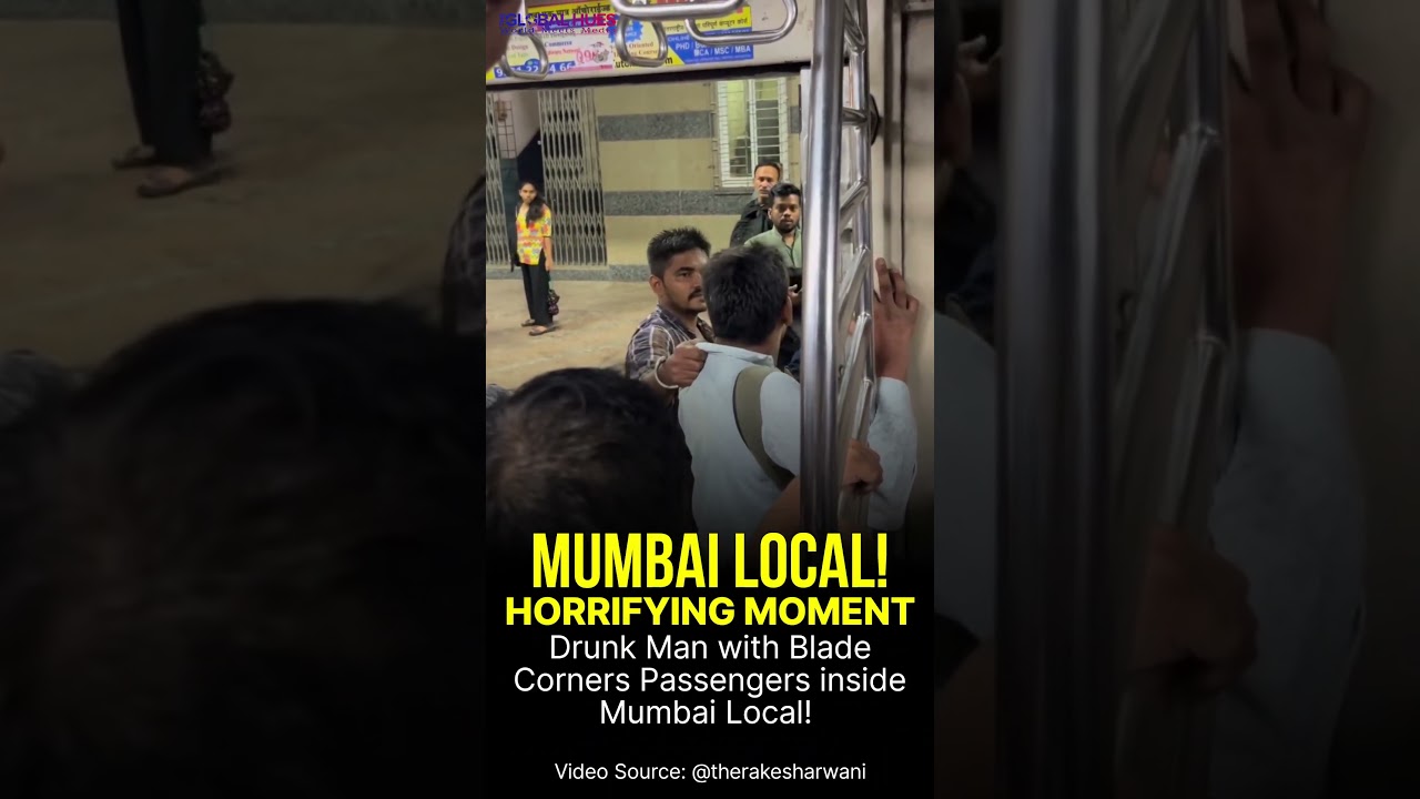HORRIFYING MOMENT: Drunk Man with Blade Corners Passengers inside Mumbai Local! 😱🚆 #mumbailocal #tgh