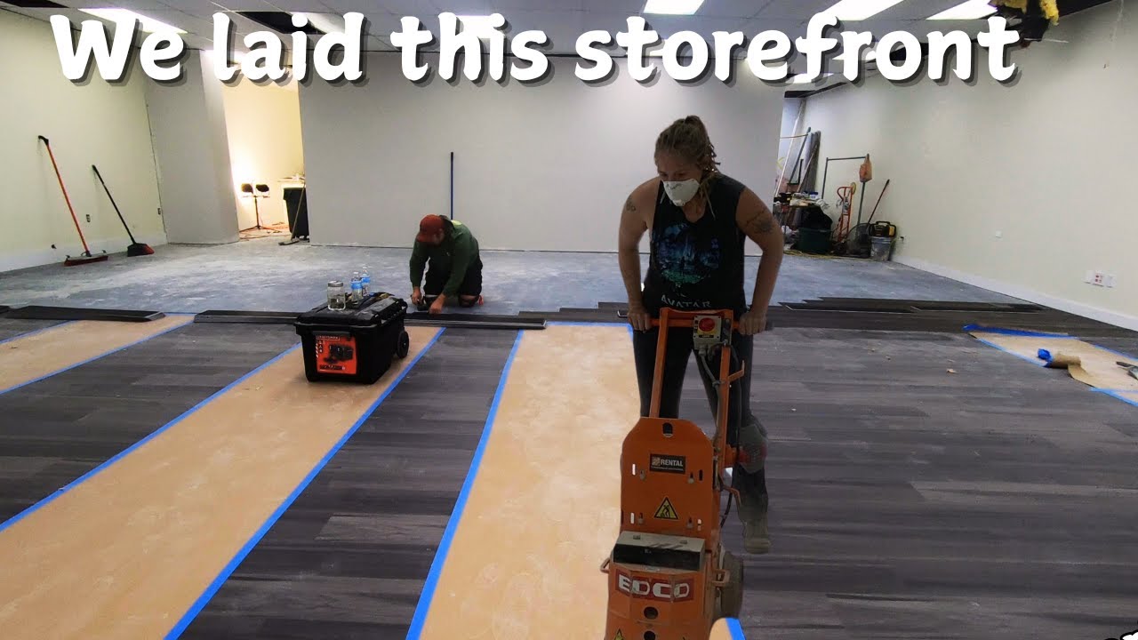 We laid 3500 SQ FT of Flooring In A Storefront