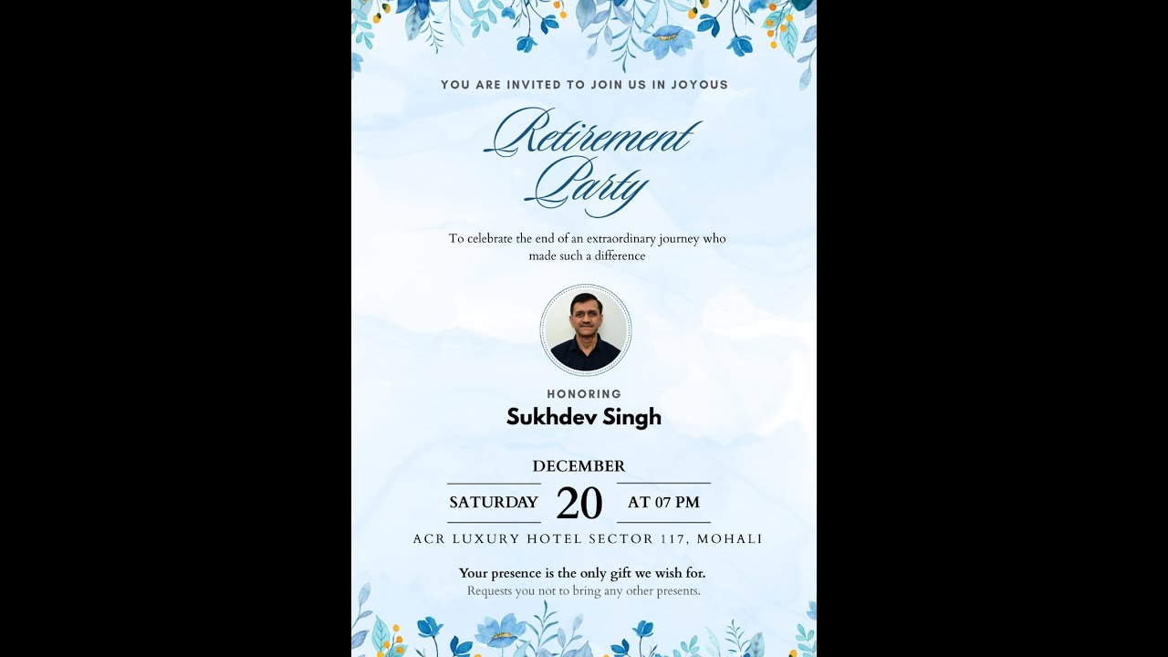 Retirement Party Live Sh Sukhdev Singh on 20-12-2025
