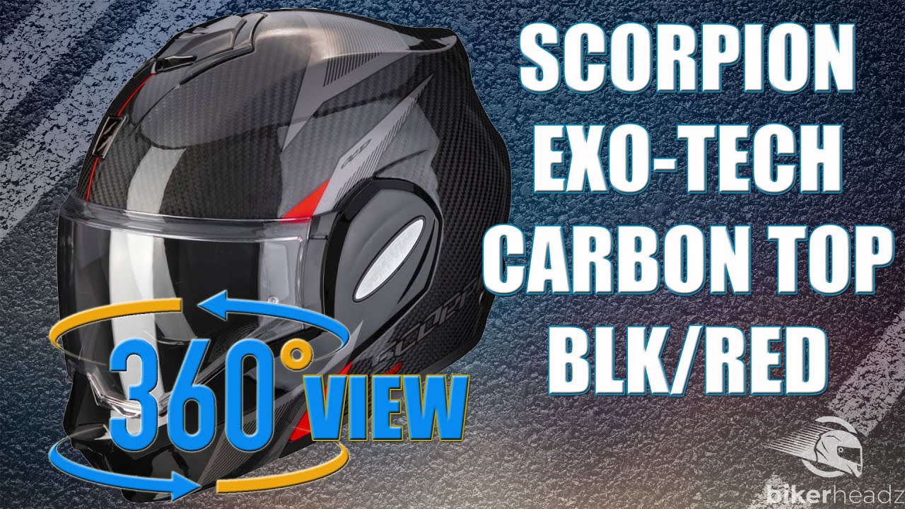 Scorpion EXO TECH CARBON TOP BLK RED motorcycle helmet 360° 4K Video | Bikerheadz.co.uk